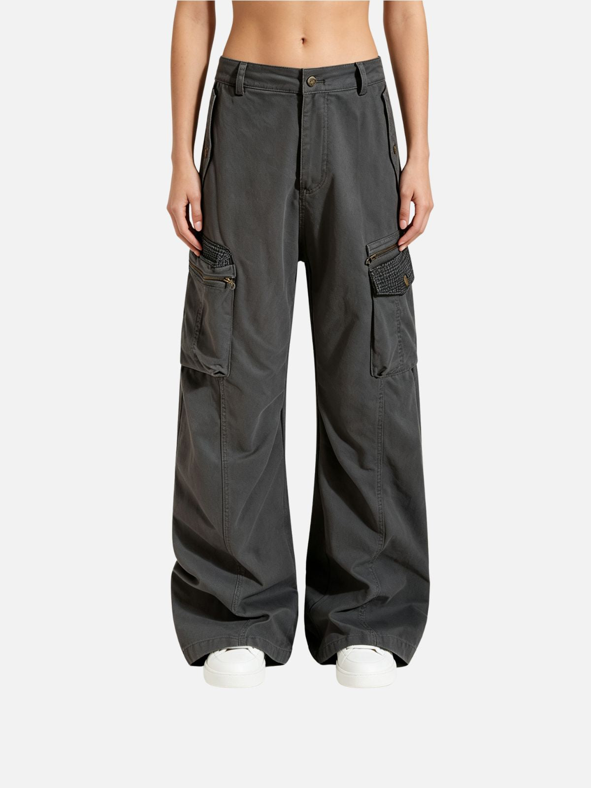 Haaura Zipper Cargo Baggy Pants