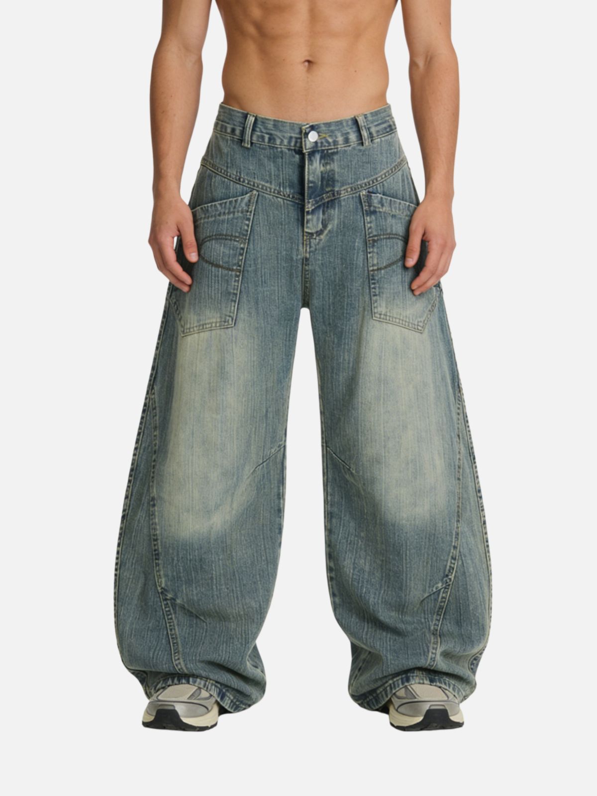 Haaura Pocket Baggy Barrel Jeans