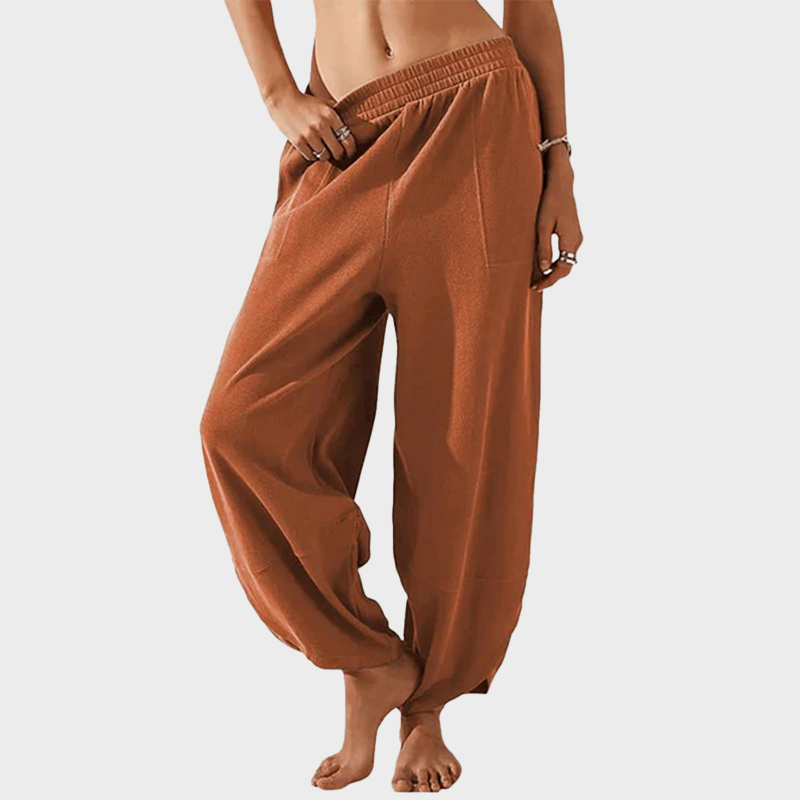 Womens Baggy Wide Leg Pants Casual Elastic Waisted Palazzo Harem Pants with Pockets