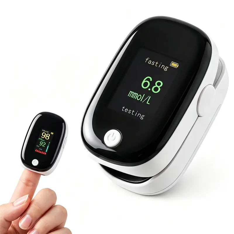 Portable Fingerstick Blood Glucose Meter with Clear OLED Display, Easy One-Button Operation for Home Use