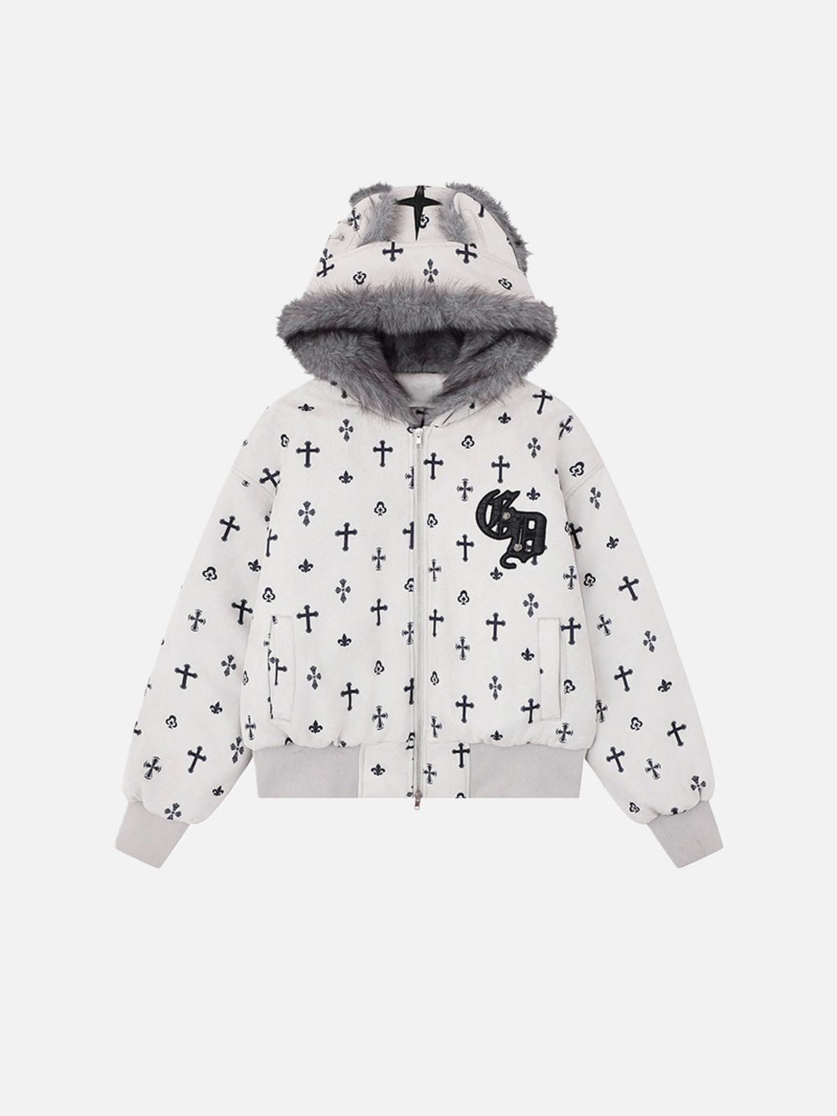 Haaura Cross Plush Trim Hooded Jacket