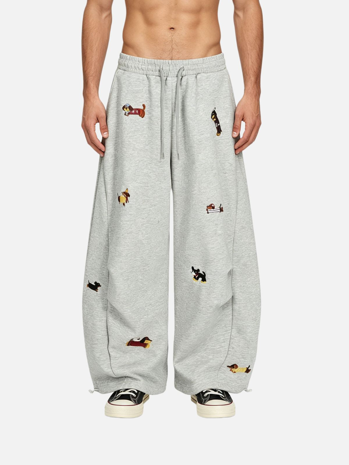 Haaura Embroidery Puppy Baaggy Barrel Sweatpants