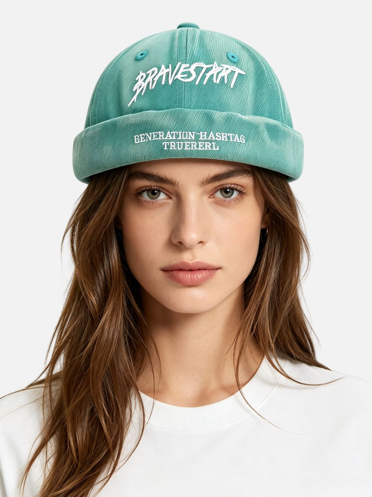 Washed Embroidered Brimless Cap