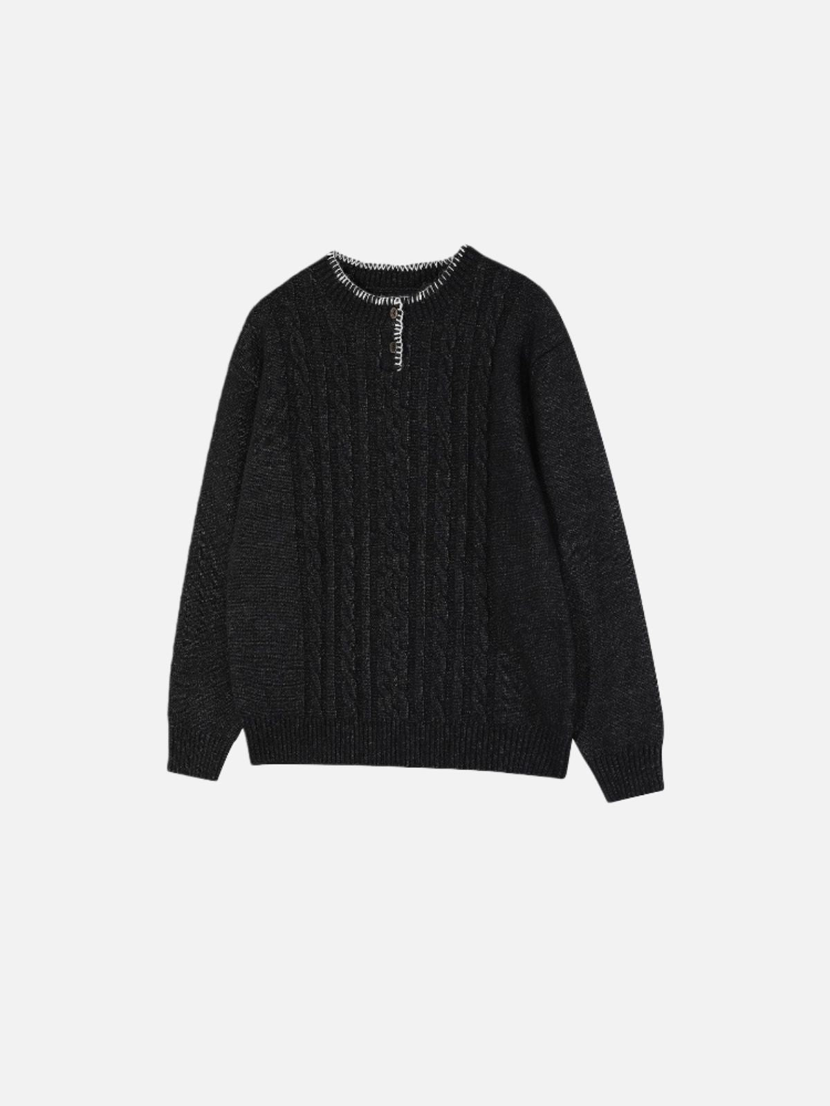 Haaura Cable Knit Henley Sweater