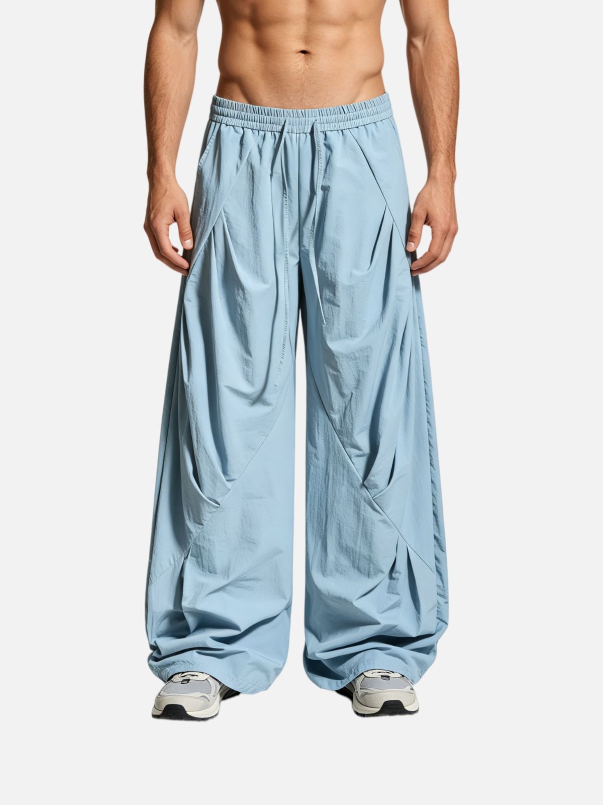 Haaura Pleated Panel Baggy Barrel Pants