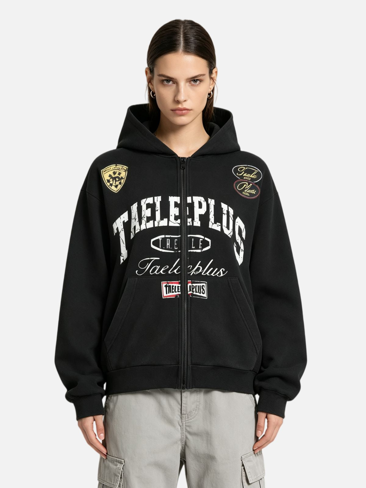 Haaura Vintage Arch Graphic Zip Up Hoodie