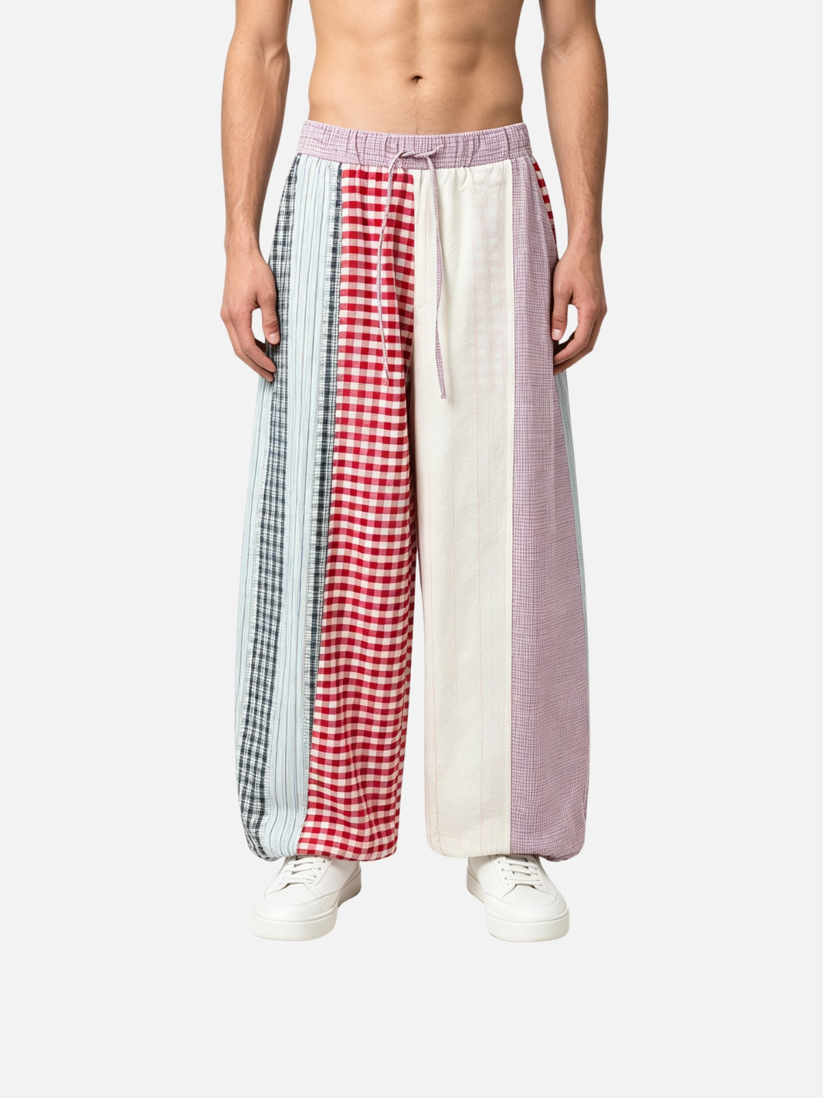 Haaura Patchwork Plaid Baggy Pants