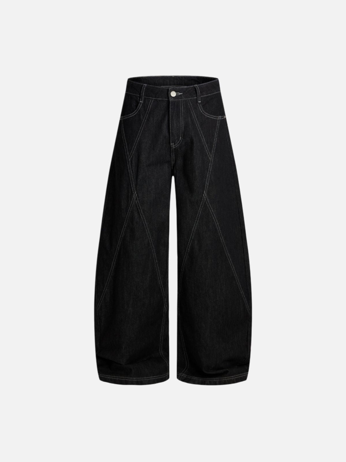 Haaura Contrast Stitch Baggy Barrel Jeans