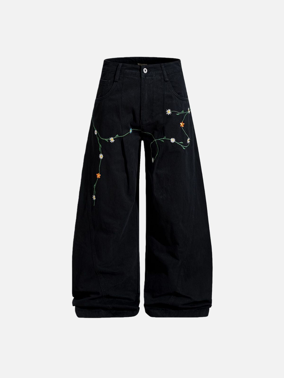 Haaura Botanical Floral Embroidery Baggy Pants