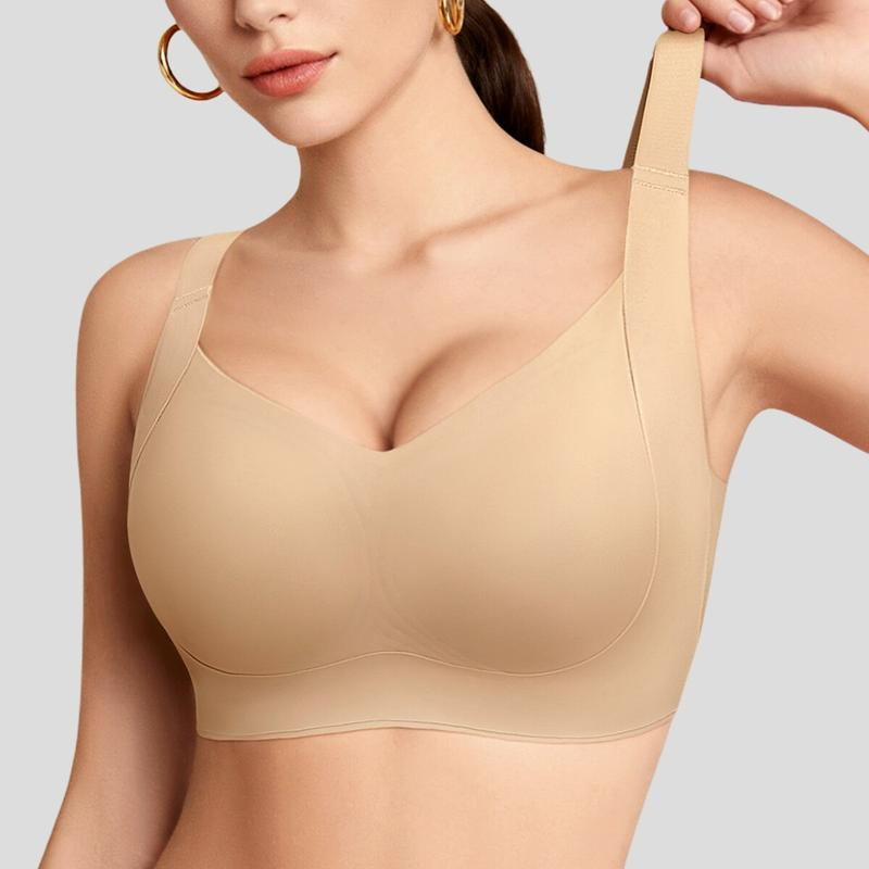 Wireless Push Up Jelly Bra V Neck Seamless Support Comfort