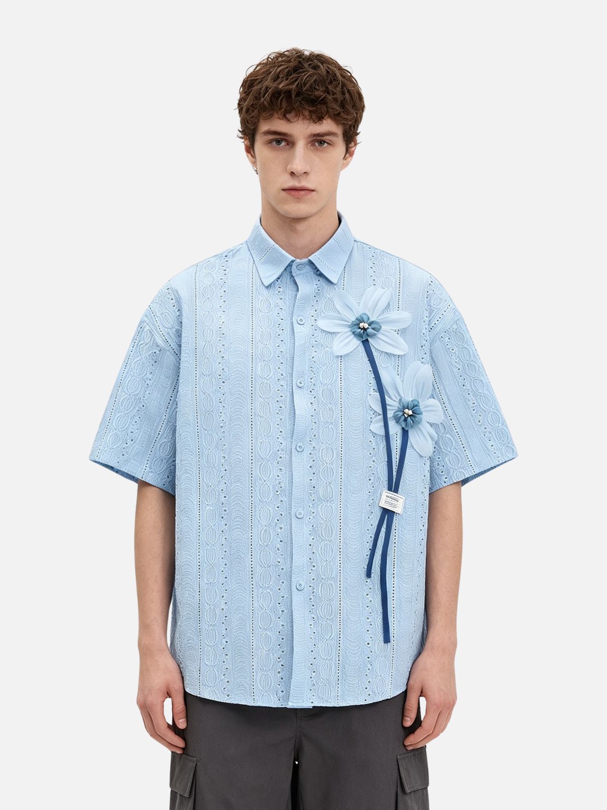 Haaura 3D Floral Appliqué Shirt