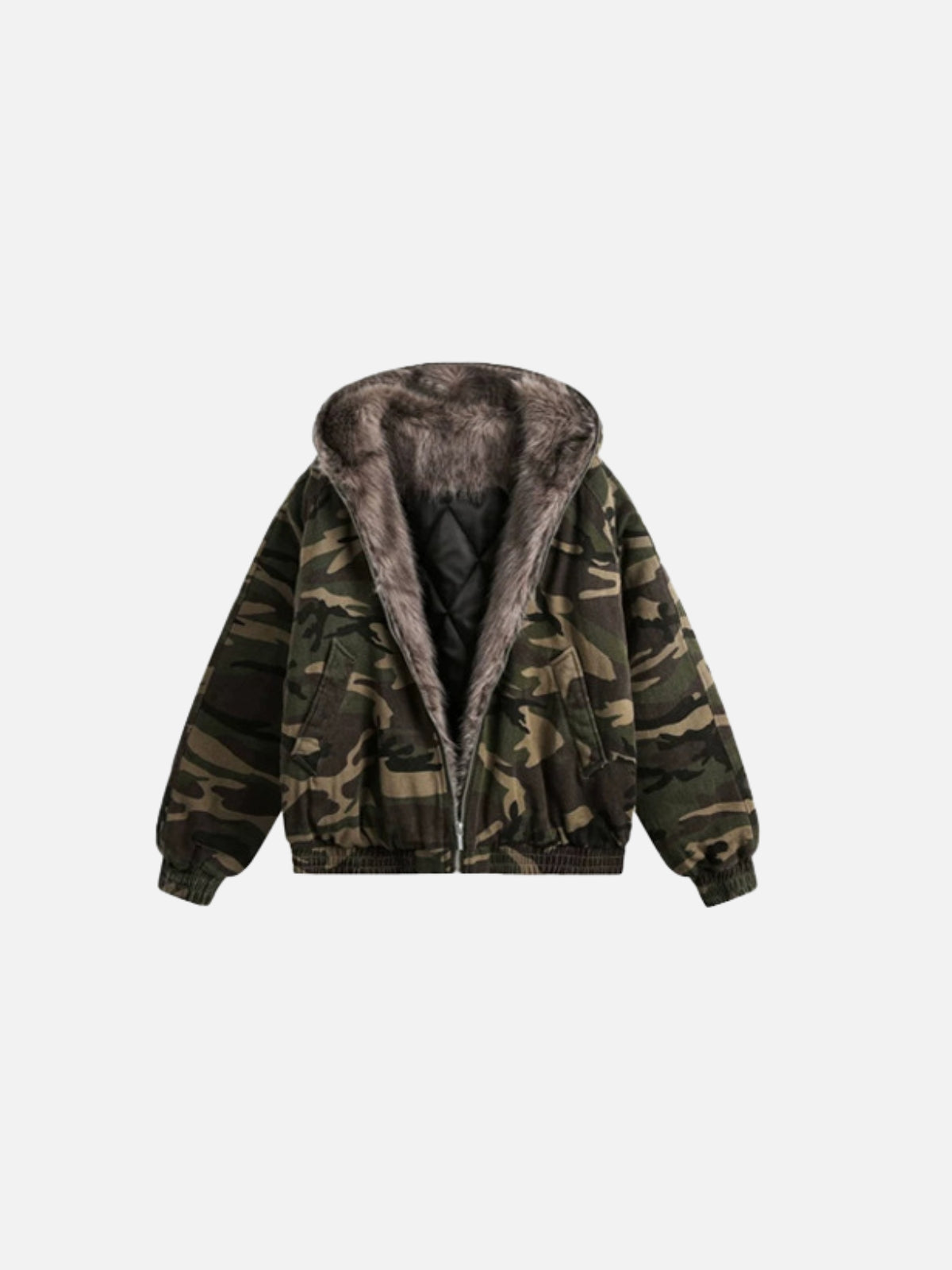 Haaura Camo Faux Fur Hooded Jacket