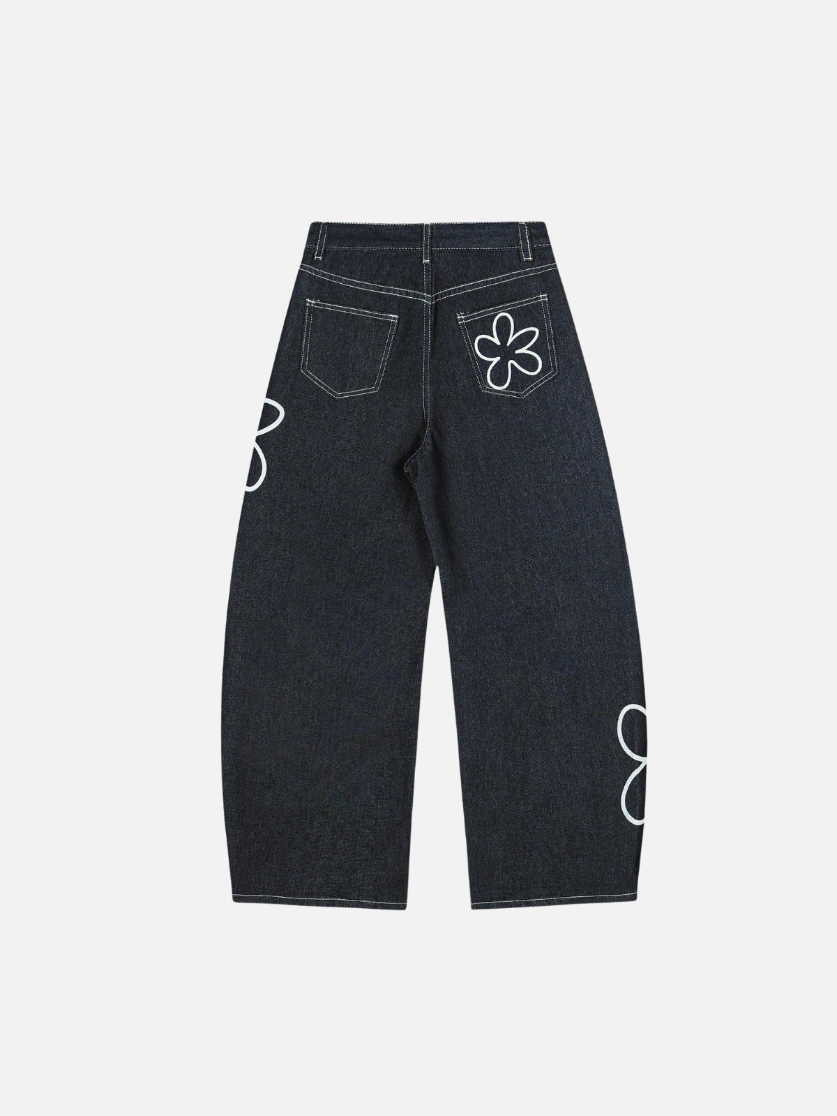 Haaura Line Art Floral Baggy Barrel Jeans