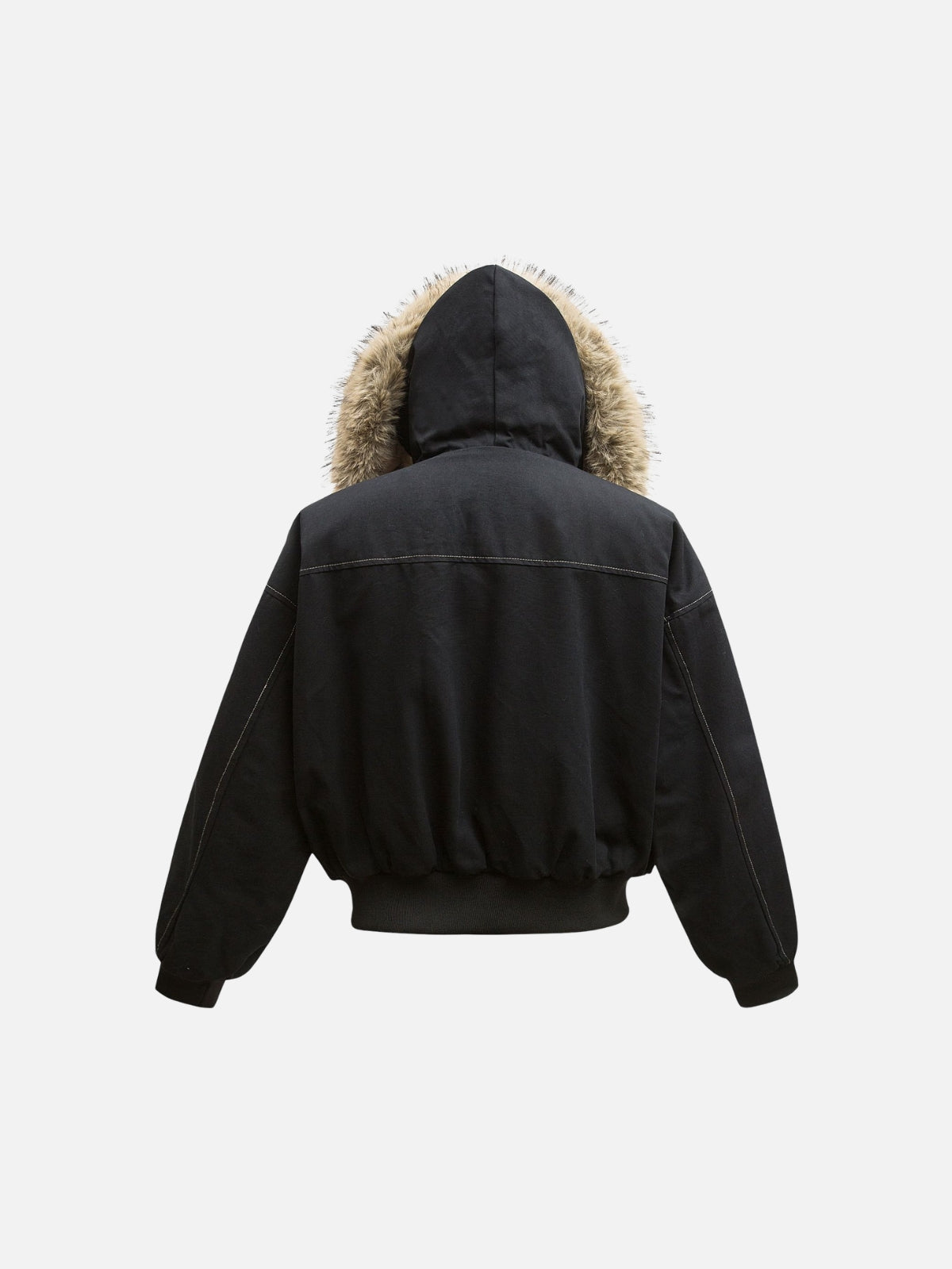 Haaura Faux Fur Trim Contrast Stitch Jacket