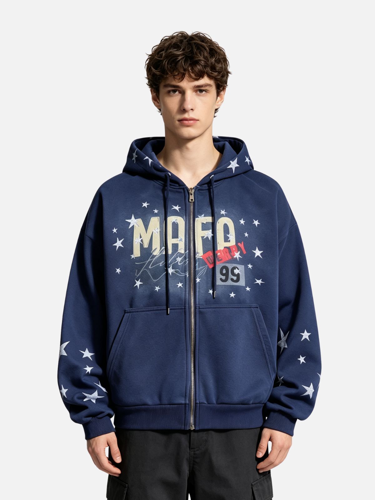 Haaura Racing Star Graphic Zip Up Hoodie