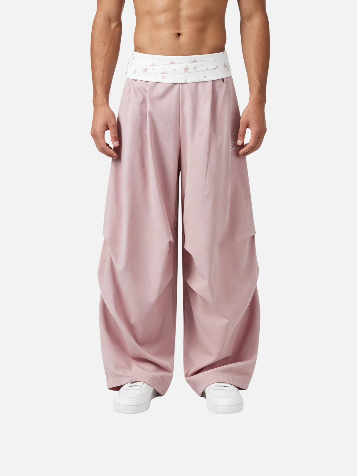 Haaura Star Waist Curved Panel Parachute Pants