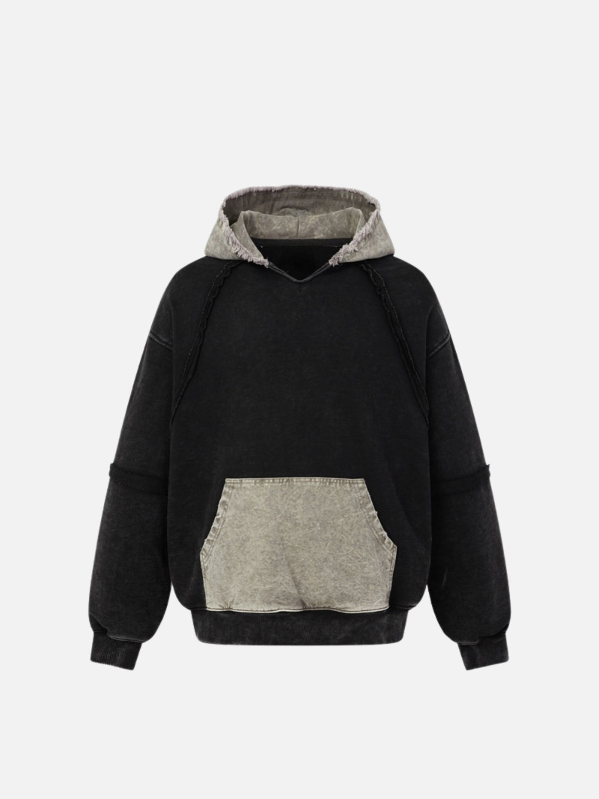 Haaura Acid Wash Raw Edge Hoodie