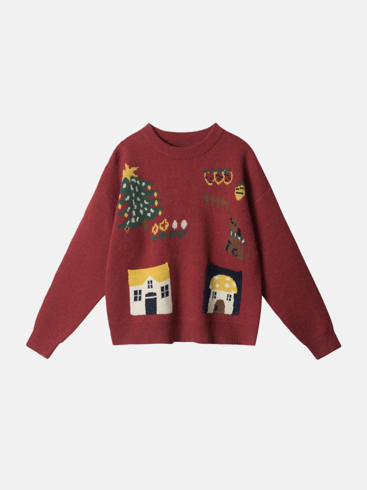 Haaura Fairytale Village Embroidered Crewneck Sweater