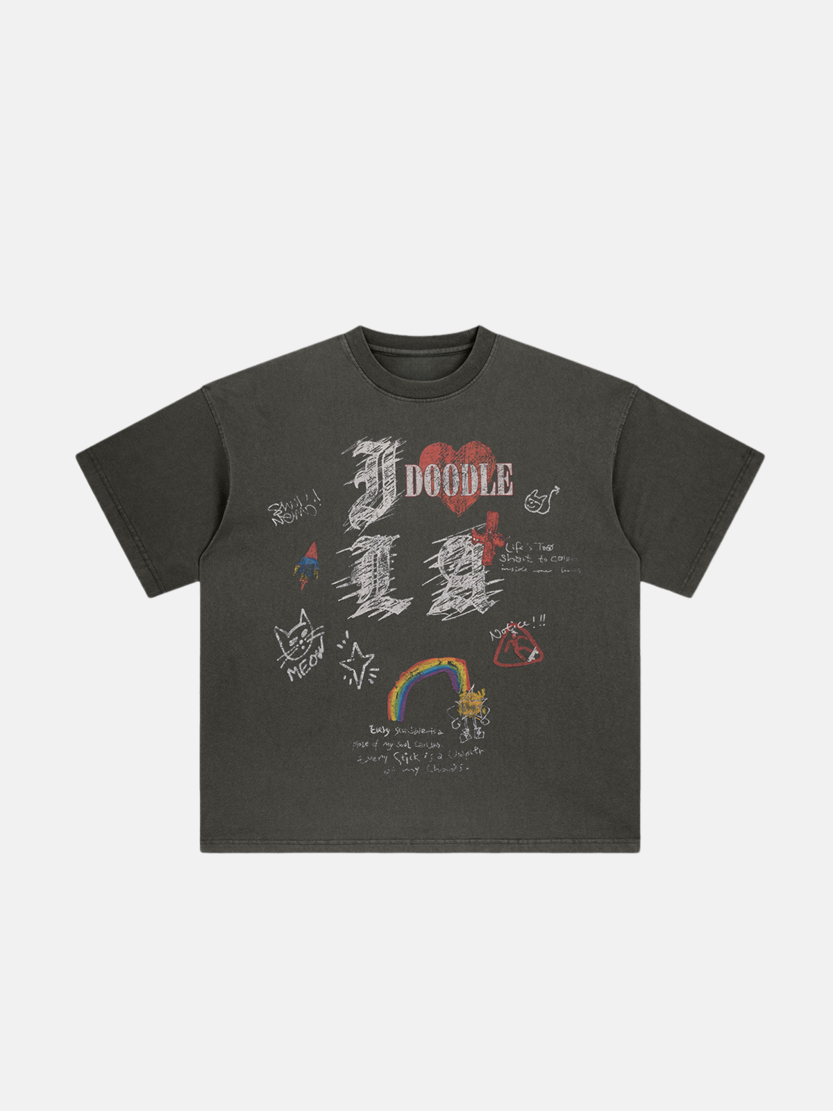 Haaura I DOODLE Love Distressed Graphic Tee