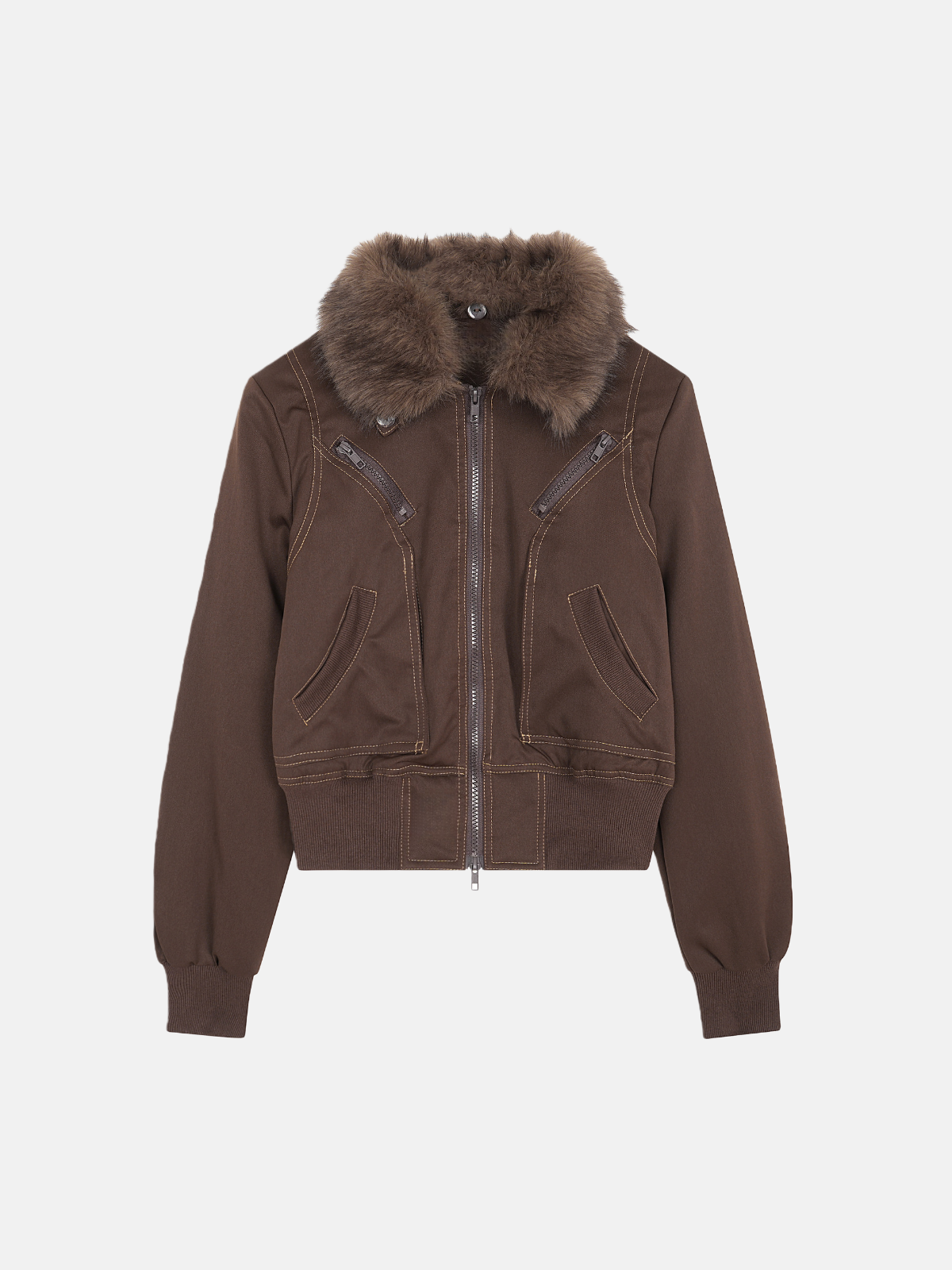Haaura Signature Fur-Collar Bomber Jacket