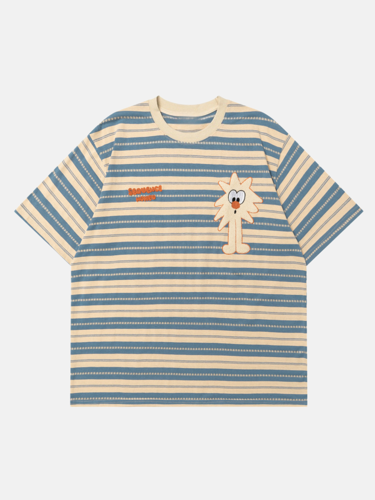 Haaura Casual Cartoon Graphic Striped Tee