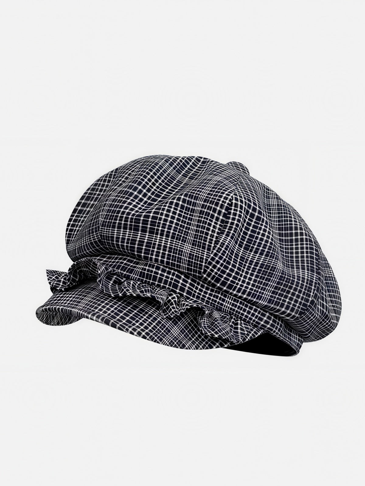 Haaura Plaid Ruffled Flat Cap