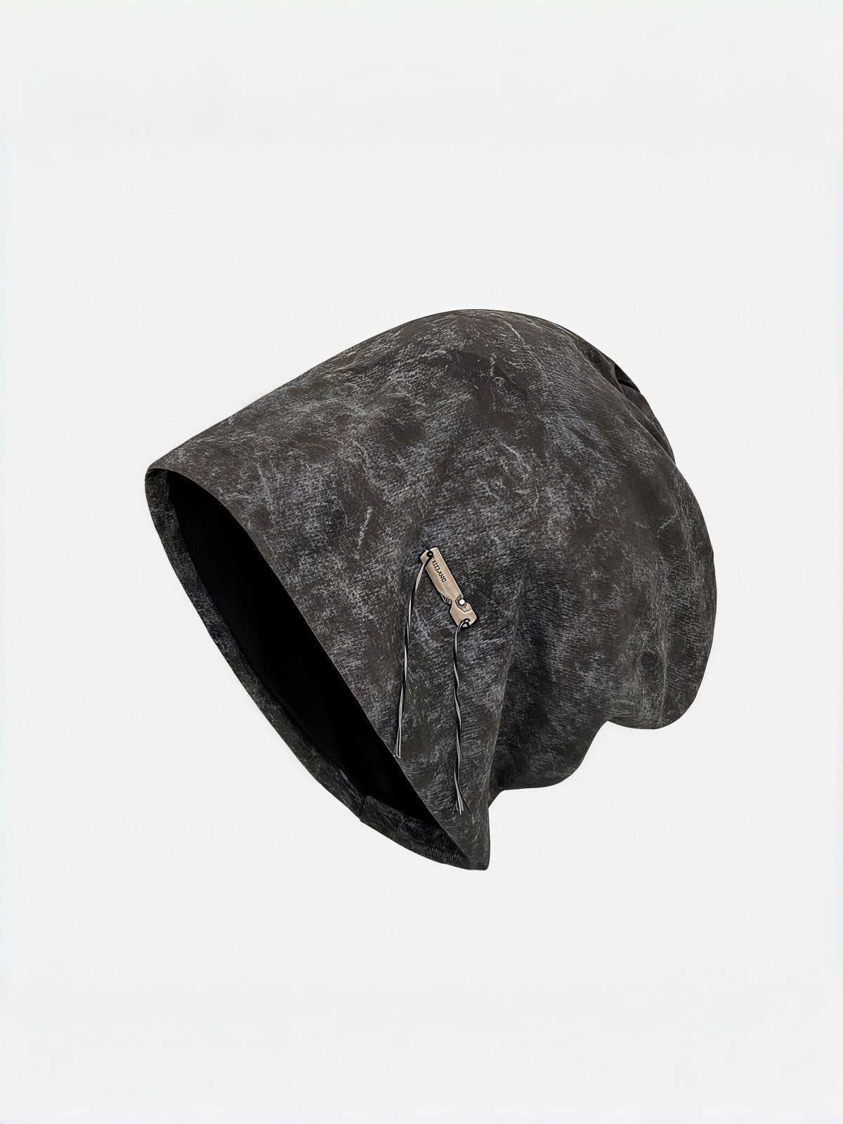 Distressed Zip Slouchy Cap