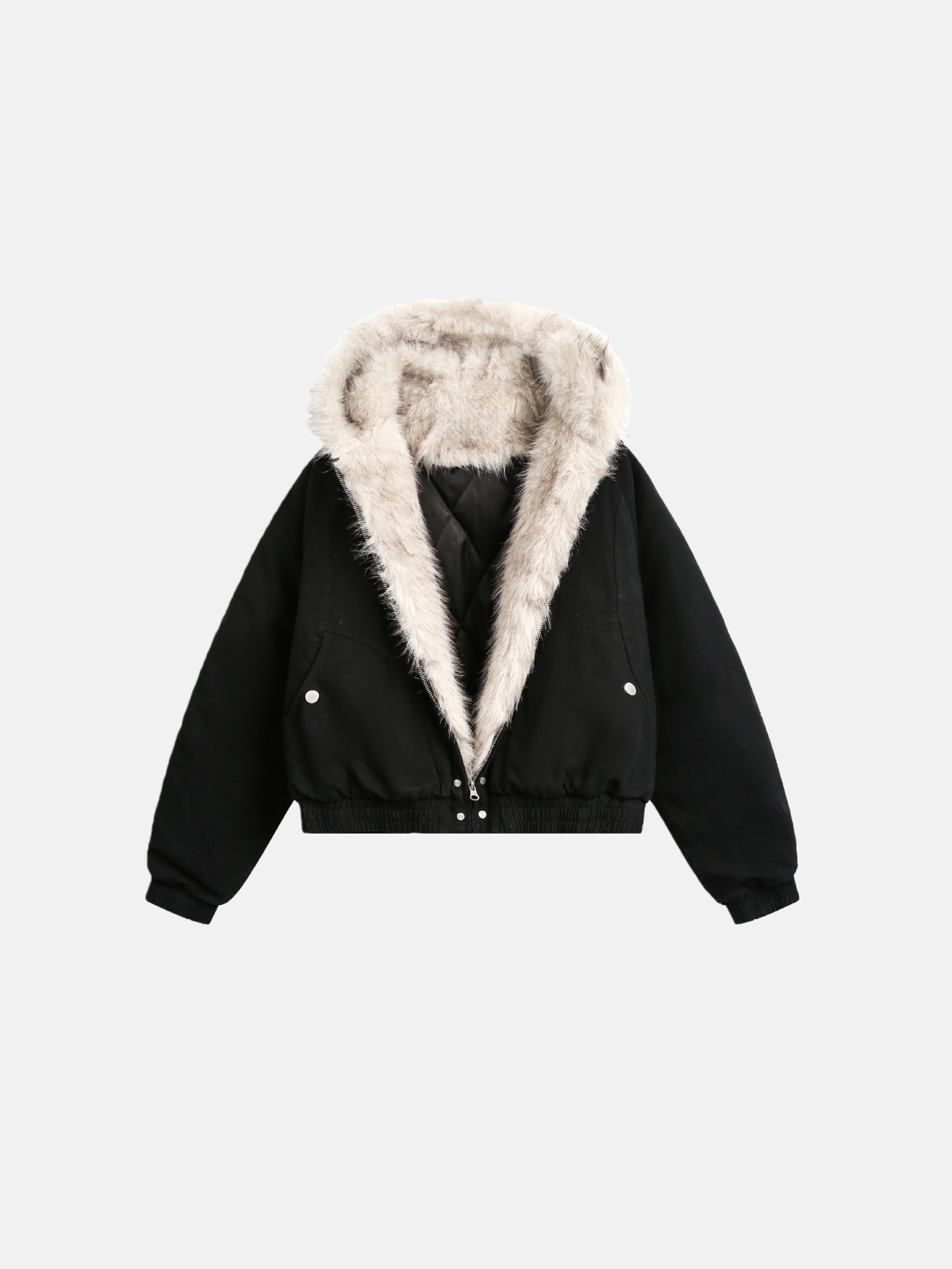 Haaura Faux-Fur Hooded Short Puffer Jacket