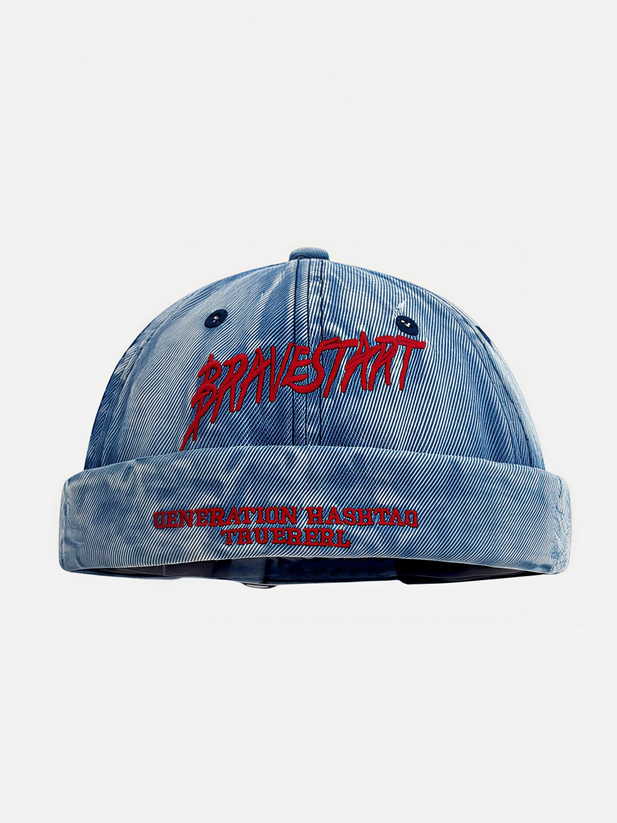 Washed Embroidered Brimless Cap