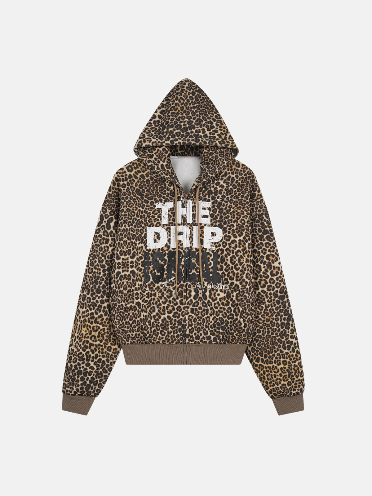 Haaura Leopard Print Drip Graphic Zip Up Hoodie