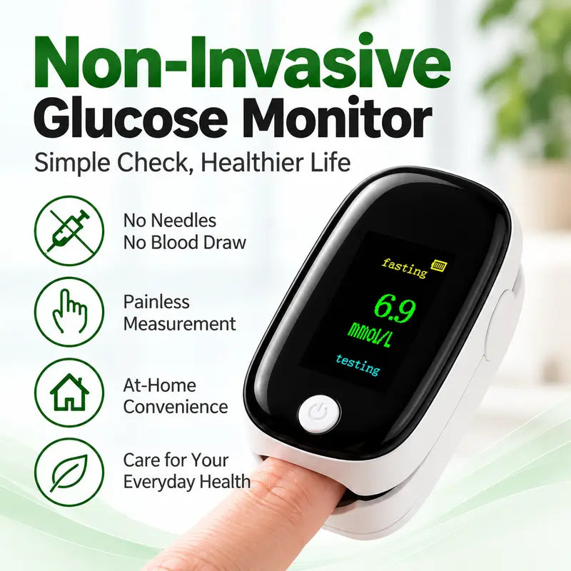 Portable Fingerstick Blood Glucose Meter with Clear OLED Display, Easy One-Button Operation for Home Use