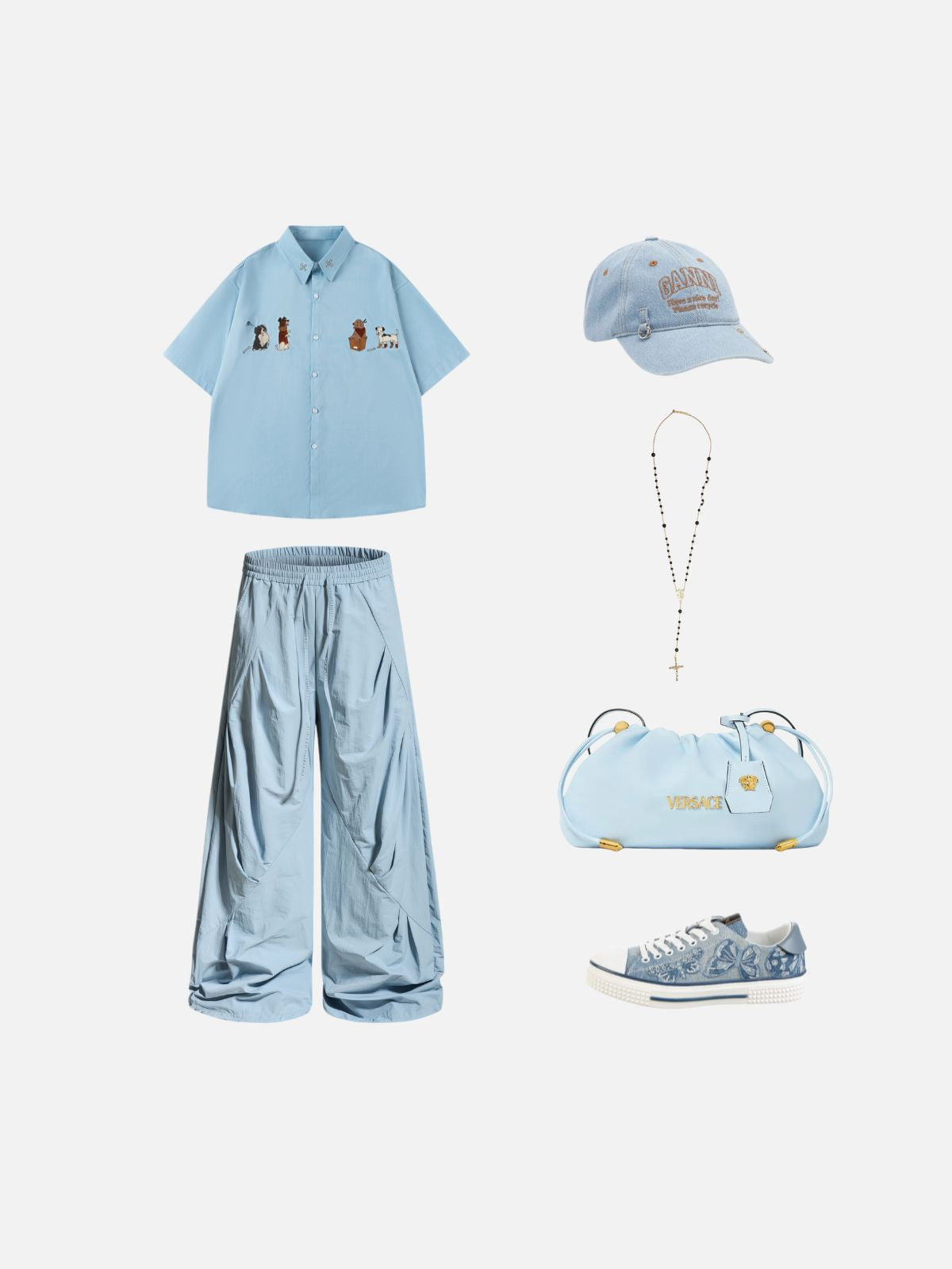 Haaura Pleated Panel Baggy Barrel Pants
