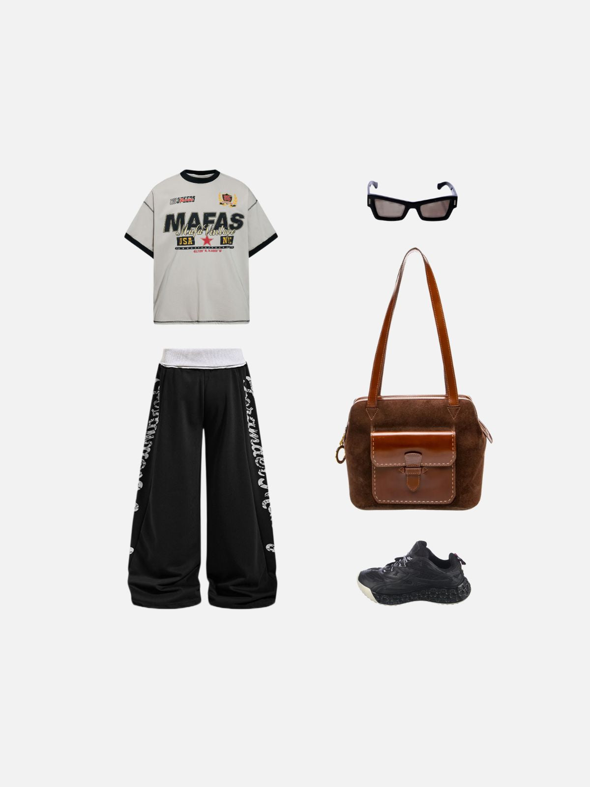 Haaura Contrast Waist Graphic Sweatpants