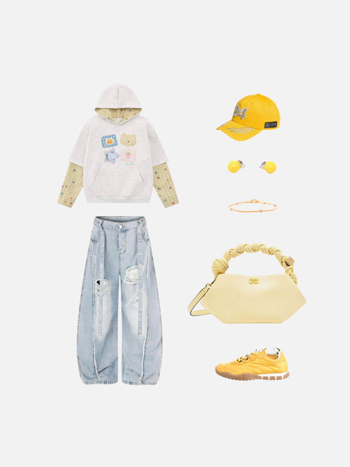 Haaura Patchwork Layered Hoodie