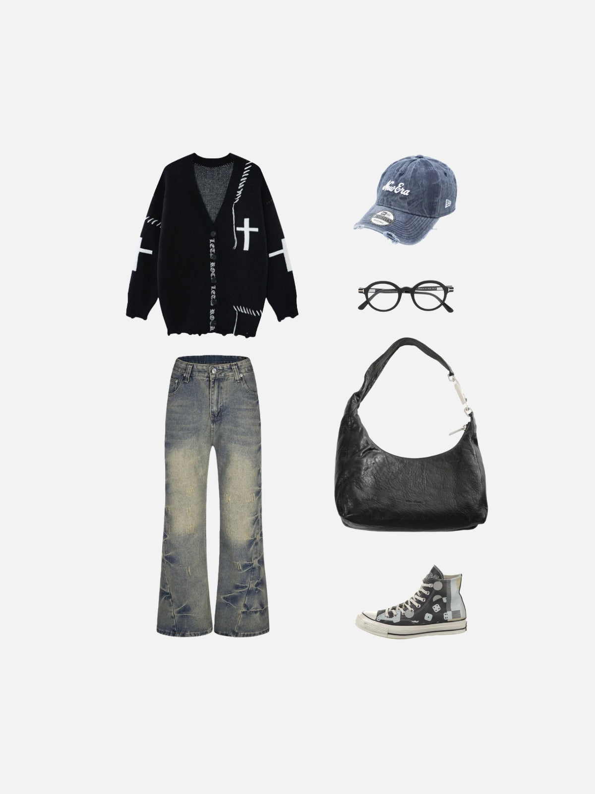 Haaura Washed Texture Flare Jeans