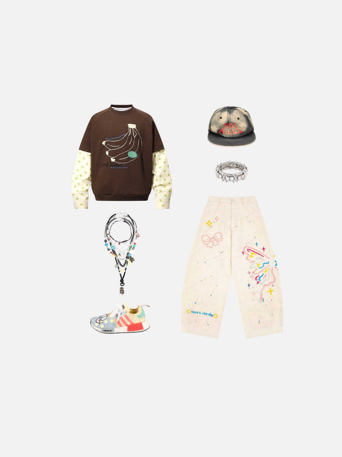 Haaura Banana Graphic Layered Sweatshirt