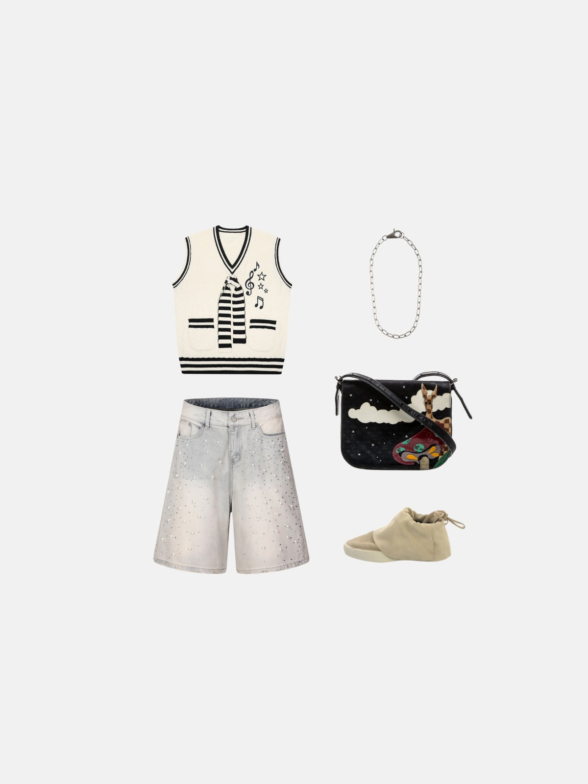 Haaura Music Note Tie Knit Vest