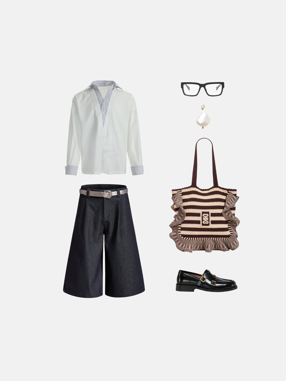 Haaura Belted Raw Longline Jorts