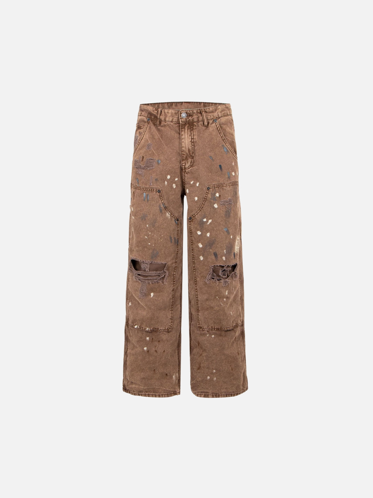 Haaura Distressed Splatter Cargo Baggy Jeans