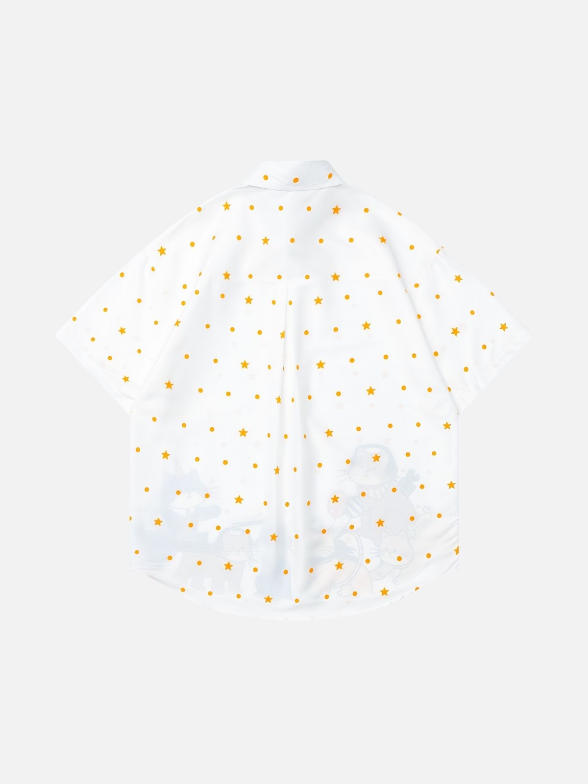 Haaura Cat Print Fake Tie Detail Bowling Shirt
