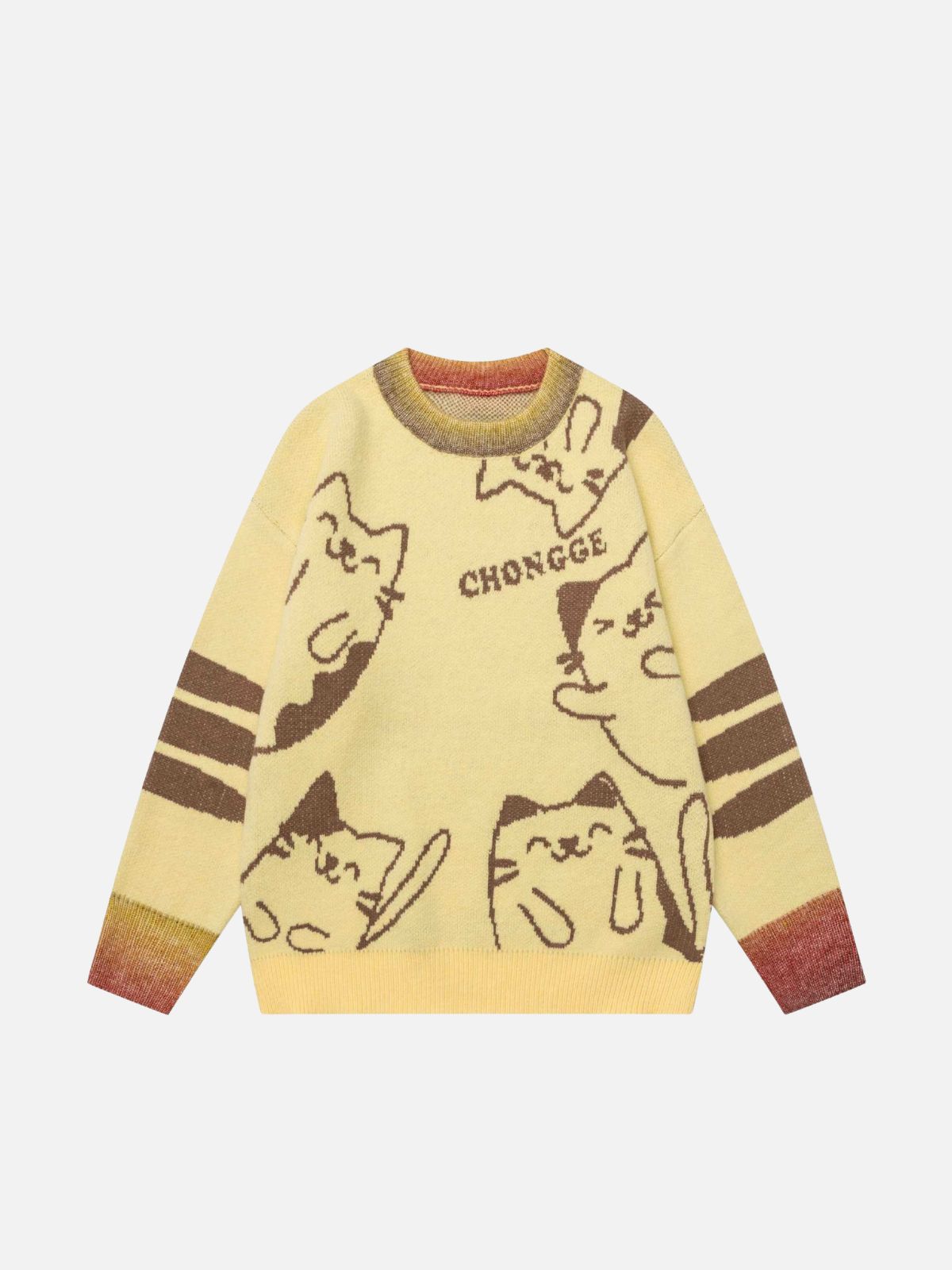 Haaura Line Art Cat Stripe Sweater