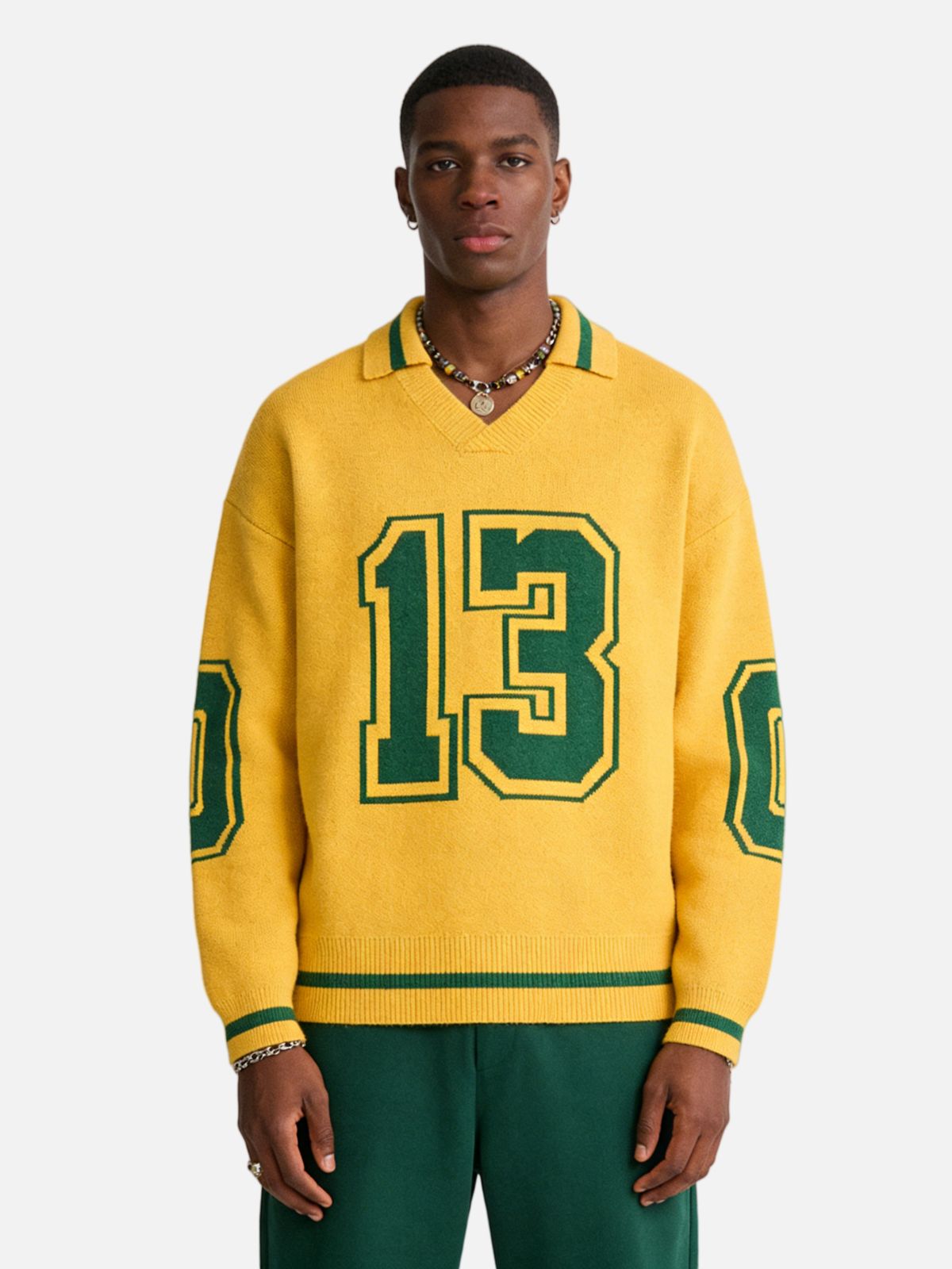 Haaura Number Graphic Polo Sweater