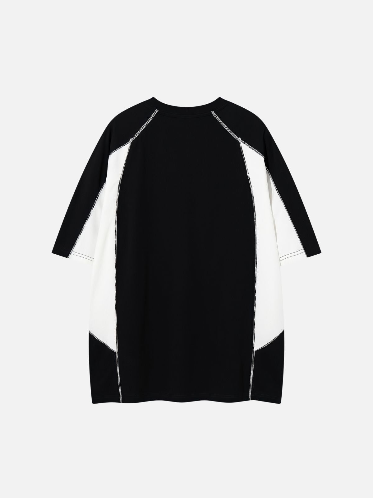 Haaura Oversized Color Block Asymmetric Stripe Reflective Print Tee