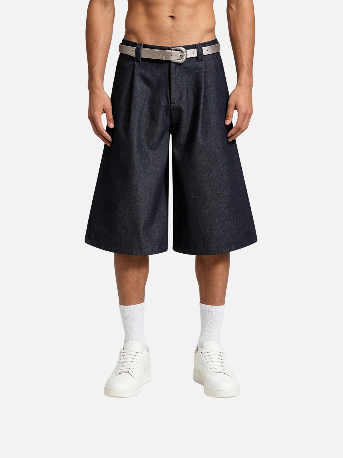 Haaura Belted Raw Longline Jorts