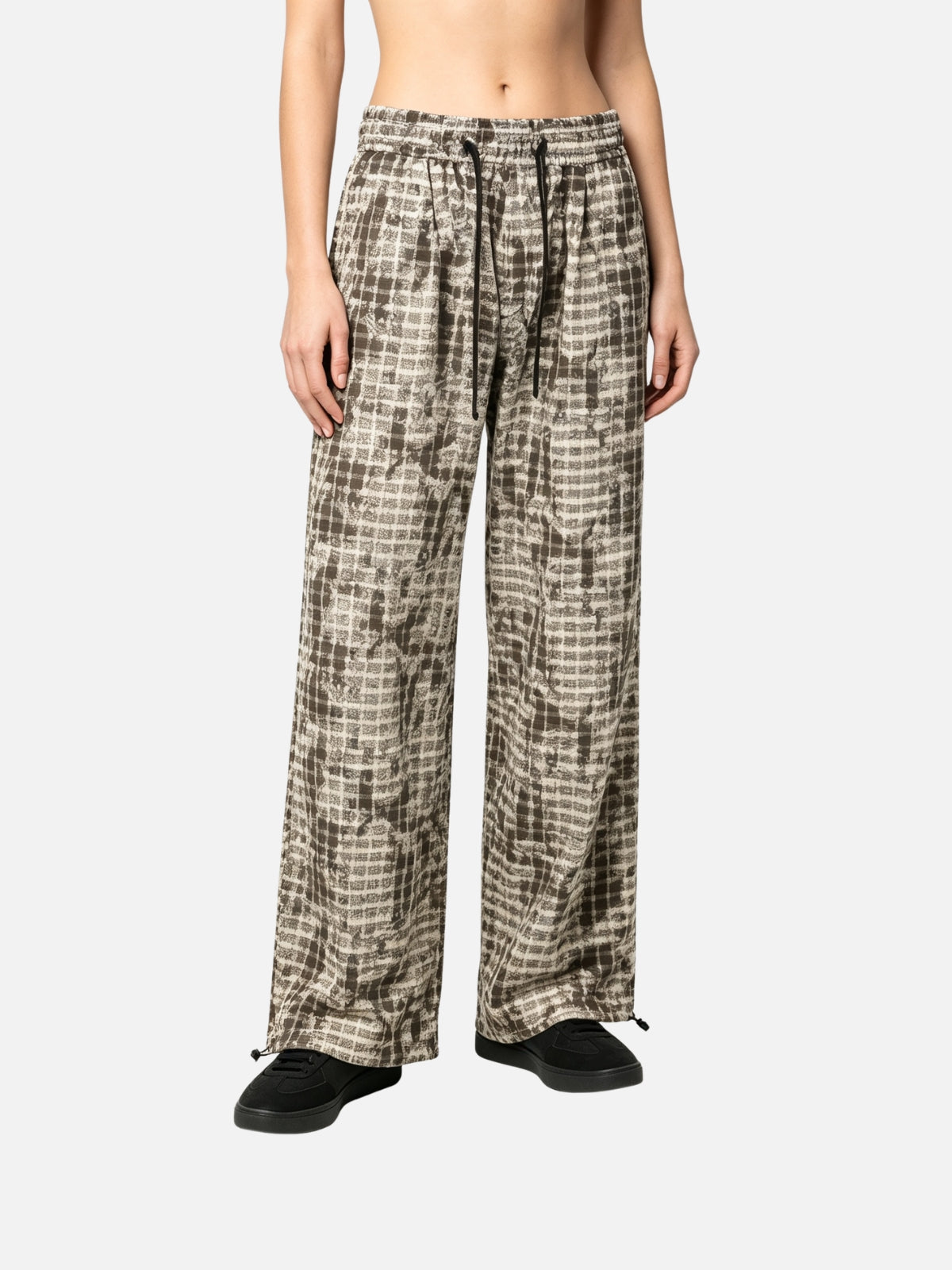 Haaura Acid Wash Plaid Baggy Pants