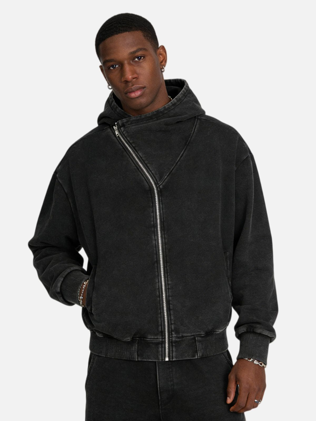 Haaura Deconstructive Boxy Zip Up Hoodie