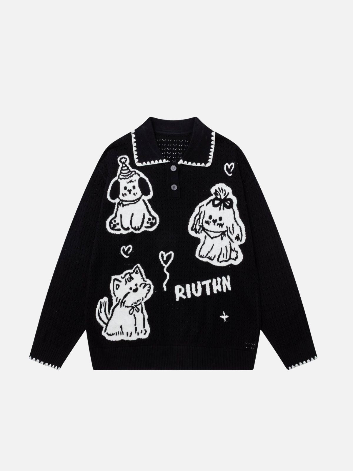 Haaura Line Art Dog Polo Sweater