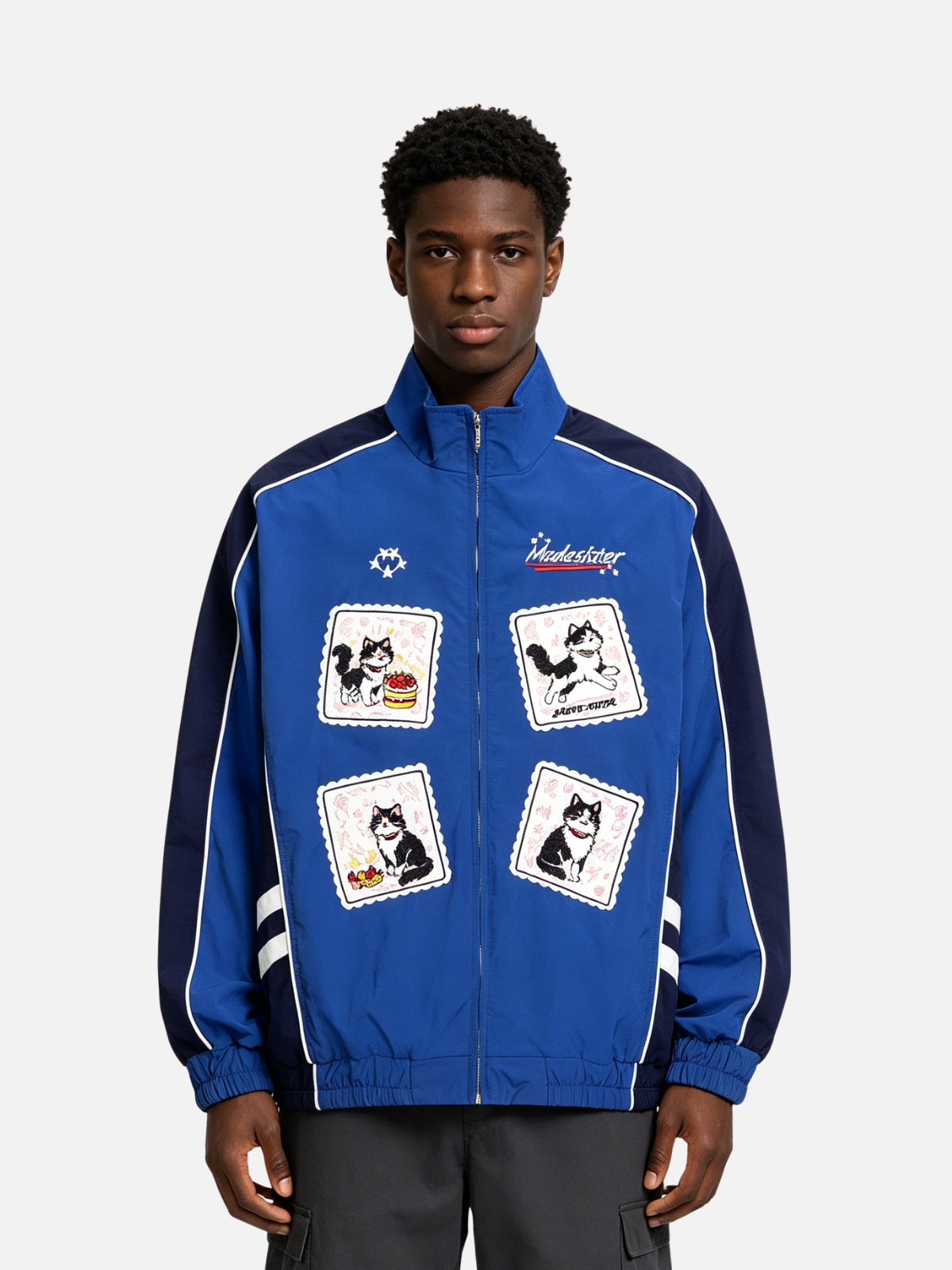 Haaura Cat Patch Colorblock Track Jacket
