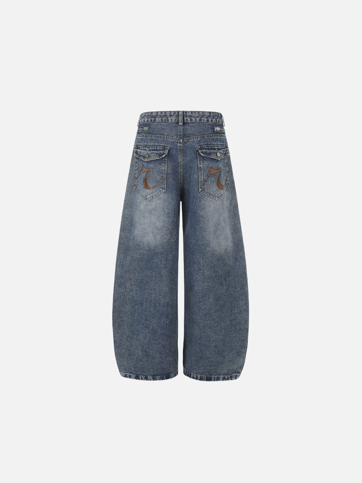 Haaura Buckle Strap Baggy Barrel Jeans