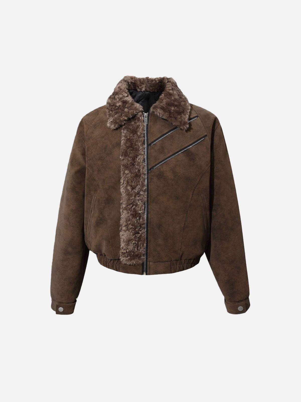 Haaura Shearling Collar Suede Jacket
